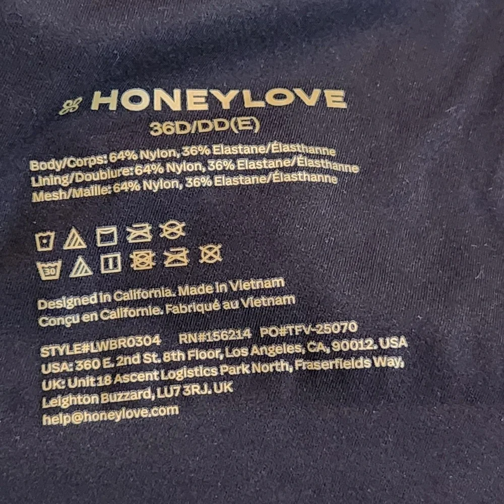 Honeylove LiftWear Crossover Wireless BraHoney Love 36D DD E LWBR0304 Support
